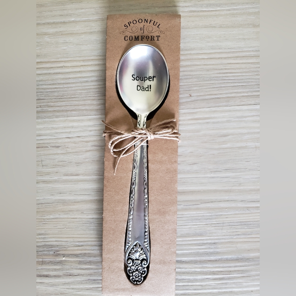 Dad Silver Tone Souper "Super" Dad Soup Spoon